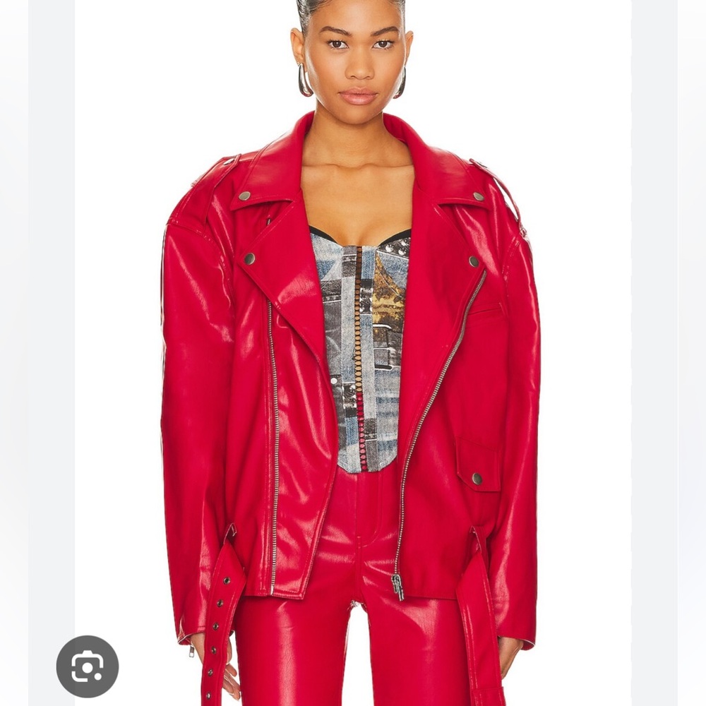 Faux Leather Blaise Jacket in Jester Red
AFRM